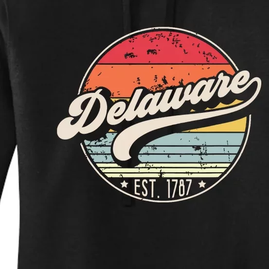 Retro Delaware Home State De Cool 70s Style Sunset Women's Pullover Hoodie