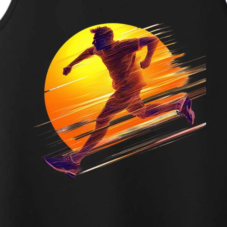 Running Dad In The Sunset Endless Trails And Golden Skies Great Gift Performance Tank