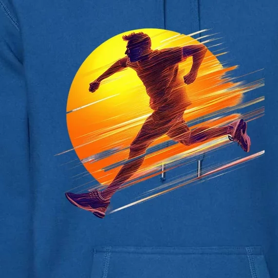 Running Dad In The Sunset Endless Trails And Golden Skies Great Gift Premium Hoodie