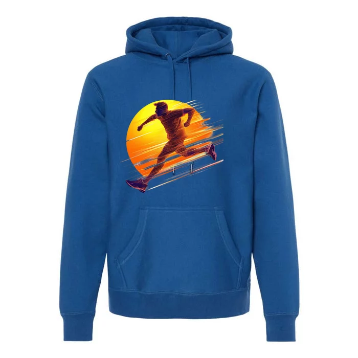 Running Dad In The Sunset Endless Trails And Golden Skies Great Gift Premium Hoodie