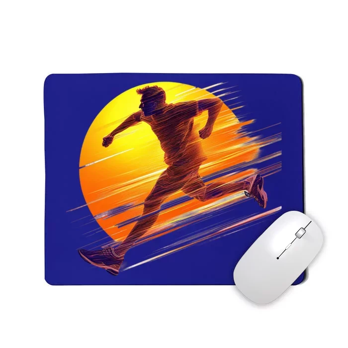 Running Dad In The Sunset Endless Trails And Golden Skies Great Gift Mousepad