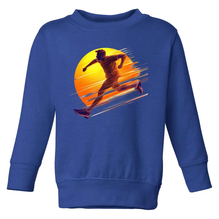 Running Dad In The Sunset Endless Trails And Golden Skies Great Gift Toddler Sweatshirt