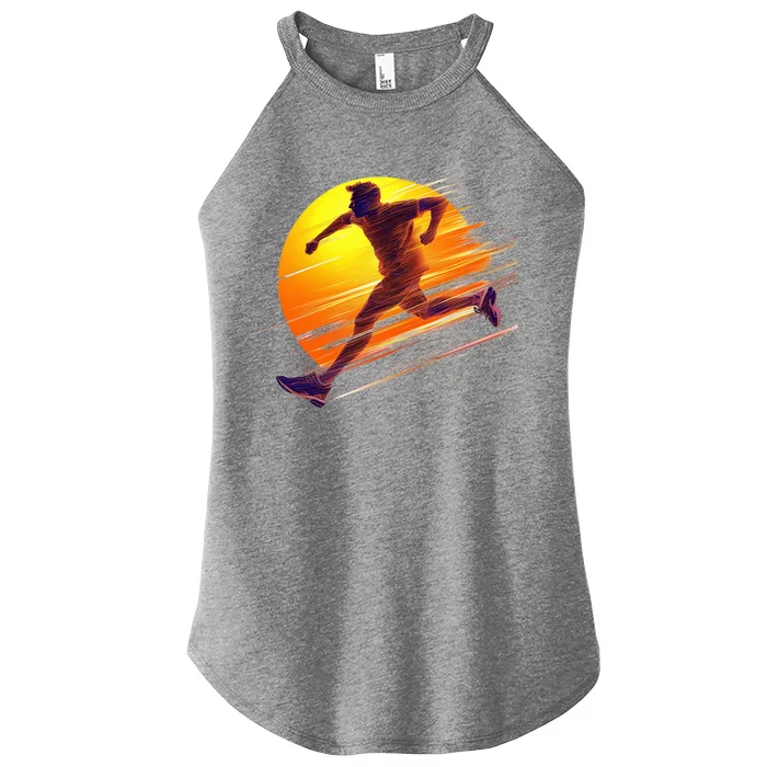 Running Dad In The Sunset Endless Trails And Golden Skies Great Gift Women’s Perfect Tri Rocker Tank