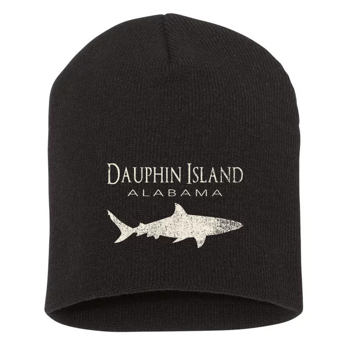 Retro Dauphin Island AL Shark Short Acrylic Beanie