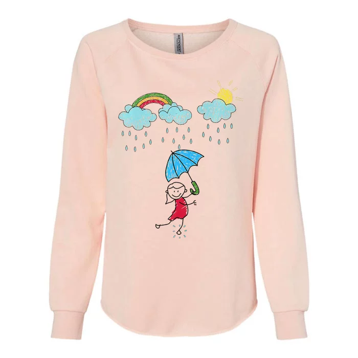 Rainbow Dreams In The Rain Womens California Wash Sweatshirt