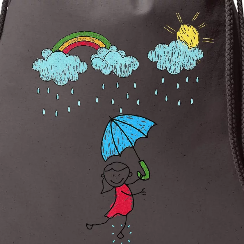 Rainbow Dreams In The Rain Drawstring Bag