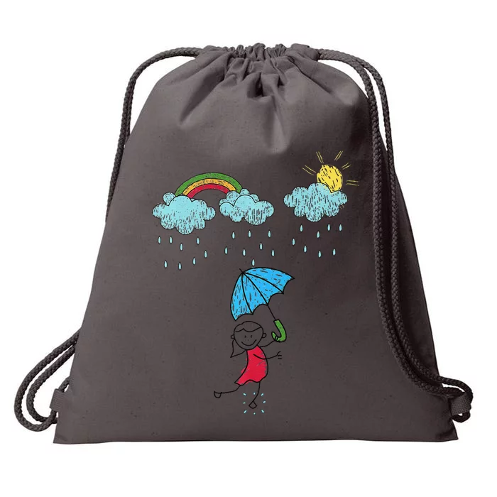 Rainbow Dreams In The Rain Drawstring Bag