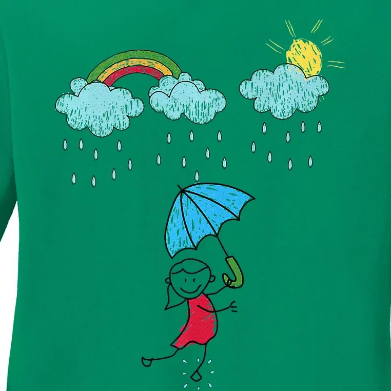 Rainbow Dreams In The Rain Ladies Long Sleeve Shirt