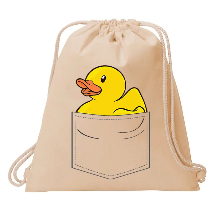 Rubber Duck In Pocket Rubber Duckie Drawstring Bag