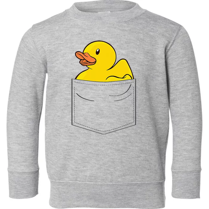 Rubber Duck In Pocket Rubber Duckie Toddler Sweatshirt