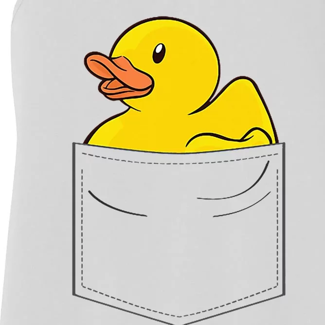 Rubber Duck In Pocket Rubber Duckie Women's Racerback Tank