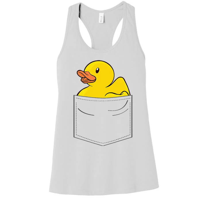 Rubber Duck In Pocket Rubber Duckie Women's Racerback Tank