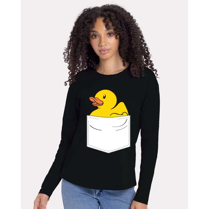 Rubber Duck In Pocket Rubber Duckie Womens Cotton Relaxed Long Sleeve T-Shirt