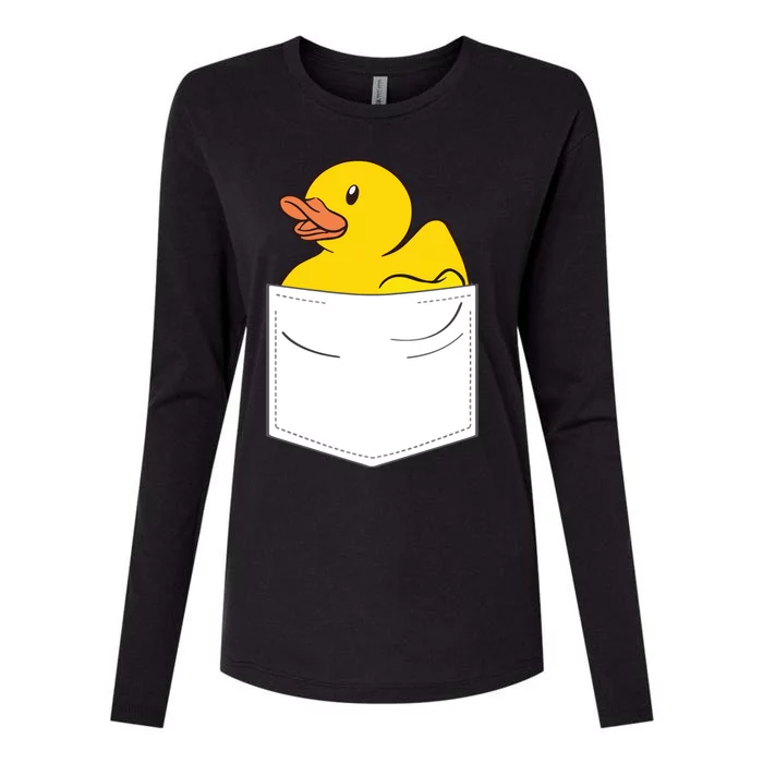 Rubber Duck In Pocket Rubber Duckie Womens Cotton Relaxed Long Sleeve T-Shirt