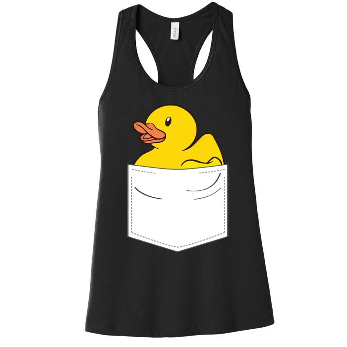 Rubber Duck In Pocket Rubber Duckie Women's Racerback Tank