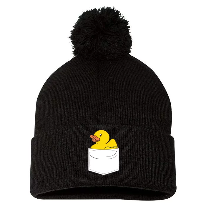 Rubber Duck In Pocket Rubber Duckie Pom Pom 12in Knit Beanie