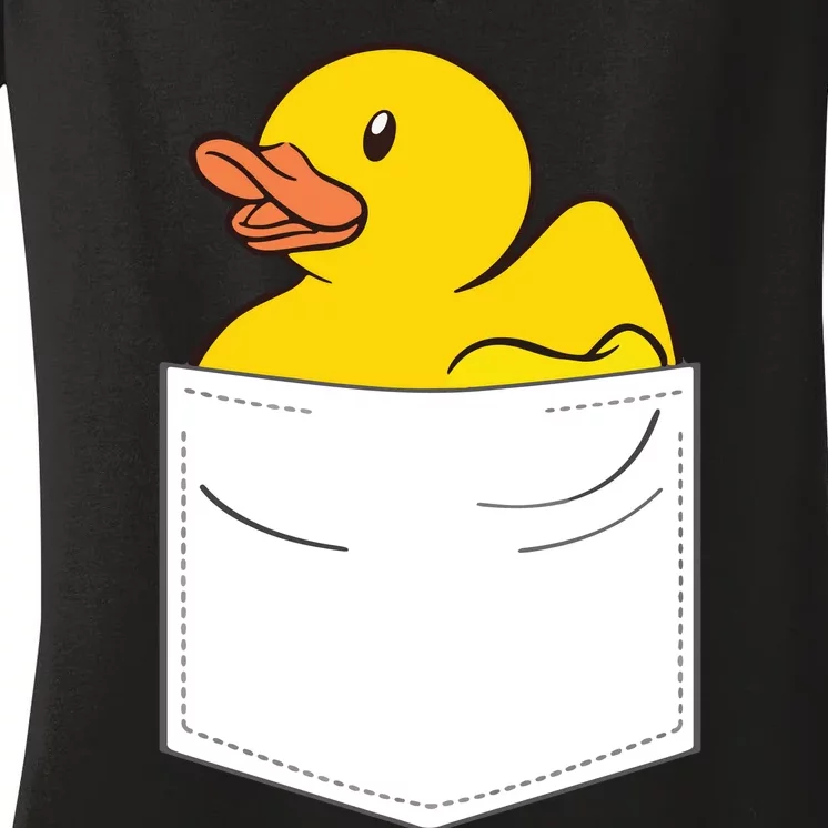 Rubber Duck In Pocket Rubber Duckie Women's V-Neck T-Shirt