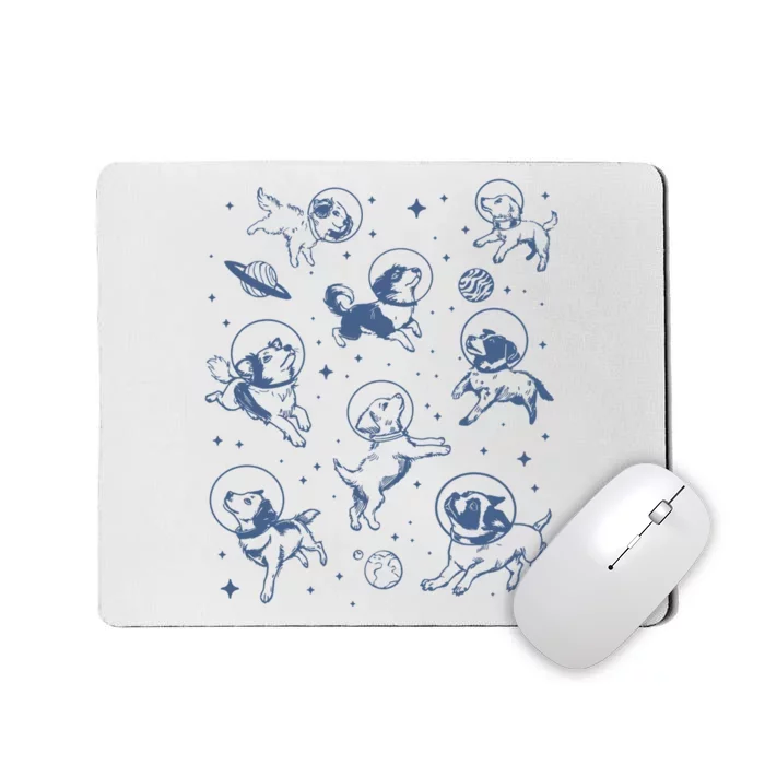 Retro Dogs In Space Funny Galaxy Mousepad