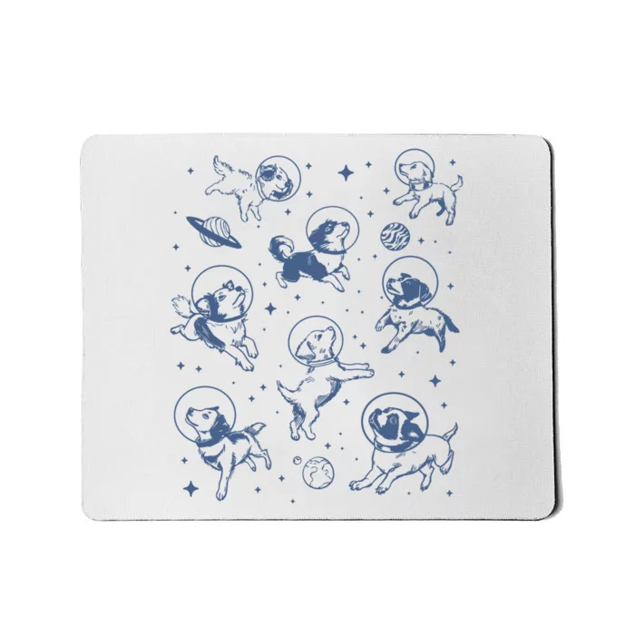 Retro Dogs In Space Funny Galaxy Mousepad