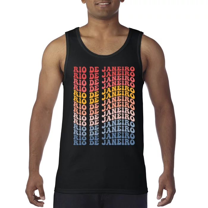 Rio De Janeiro City Groovy Retro Tank Top