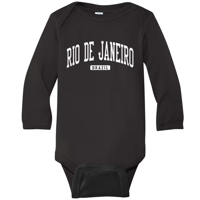 Rio De Janeiro Brazil College University Style Baby Long Sleeve Bodysuit