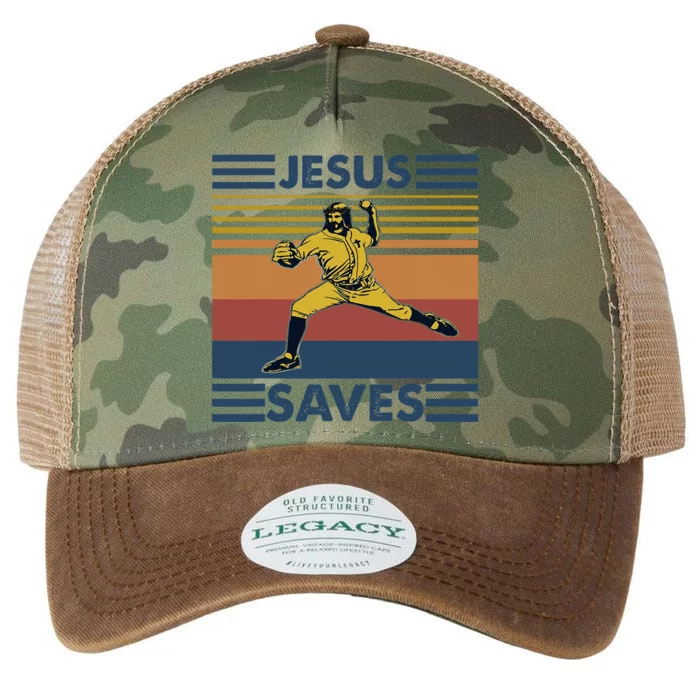 Retro Distressed Jesus Saves Baseball Legacy Tie Dye Trucker Hat