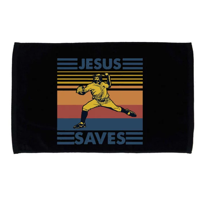 Retro Distressed Jesus Saves Baseball Microfiber Hand Towel