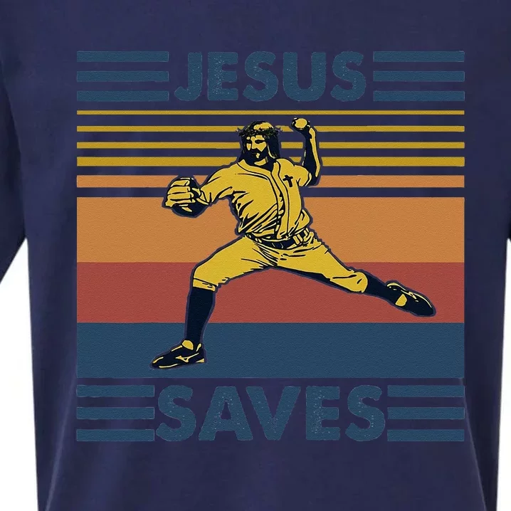 Retro Distressed Jesus Saves Baseball Sueded Cloud Jersey T-Shirt