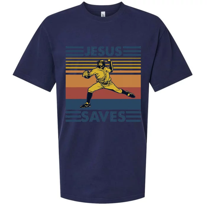 Retro Distressed Jesus Saves Baseball Sueded Cloud Jersey T-Shirt