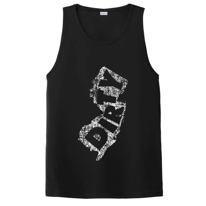 Retro Dirty Jerz Funny New Jersey Beach Performance Tank