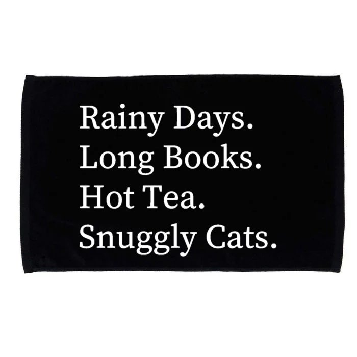 Rainy Days Long Books Hot Tea Snuggly Cats Great Gift Microfiber Hand Towel