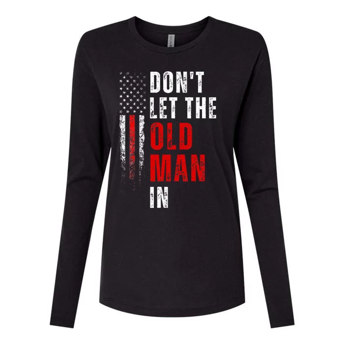 Retro DonT Let The Old Man In American Flag Womens Cotton Relaxed Long Sleeve T-Shirt