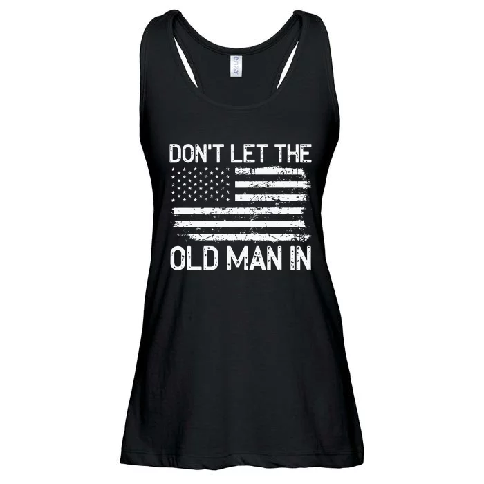 Retro DonT Let The Old Man In Vintage American Flag Doggie Ladies Essential Flowy Tank