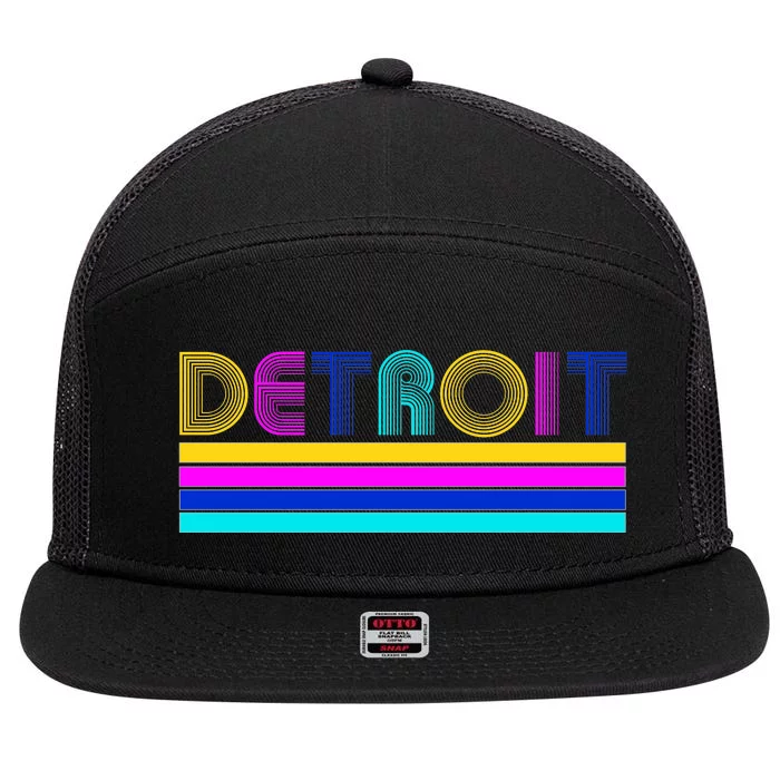 Retro Detroit Logo 7 Panel Mesh Trucker Snapback Hat