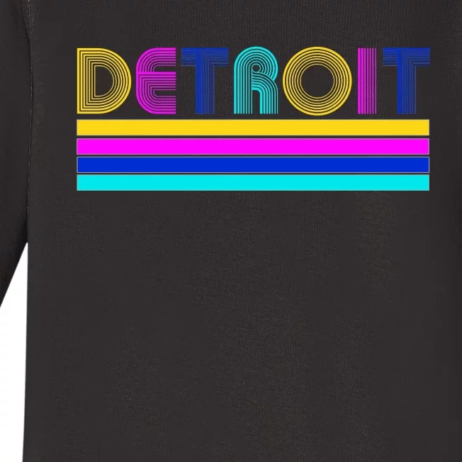 Retro Detroit Logo Baby Long Sleeve Bodysuit