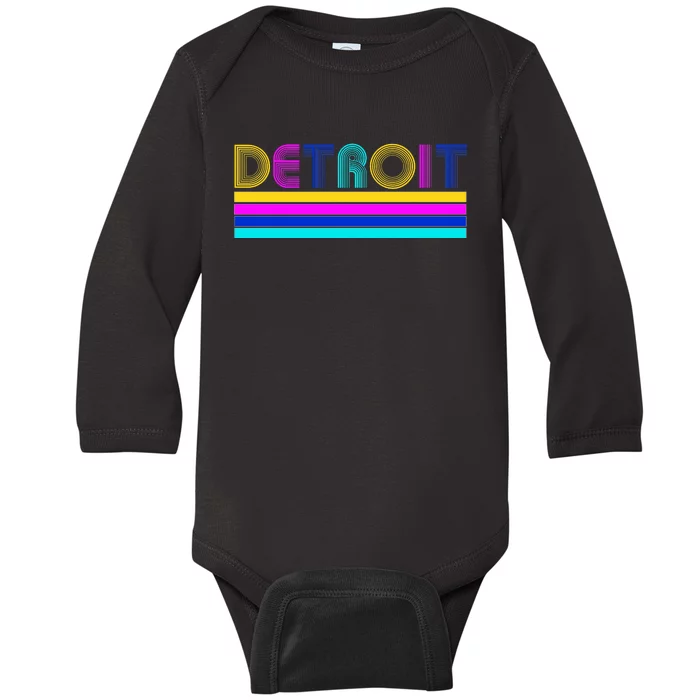 Retro Detroit Logo Baby Long Sleeve Bodysuit