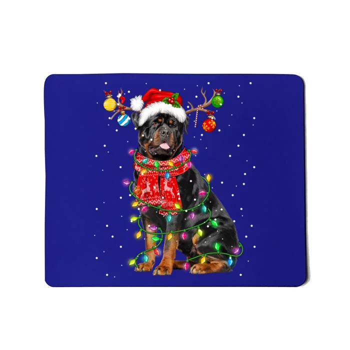 Rottweiler Dog Lover Santa Hat Christmas Xmas Lights Funny Gift Mousepad