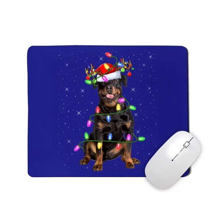 Rottweiler Dog Lover Xmas Lights Santa Rottweiler Christmas Gift Mousepad