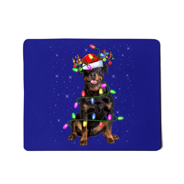 Rottweiler Dog Lover Xmas Lights Santa Rottweiler Christmas Gift Mousepad