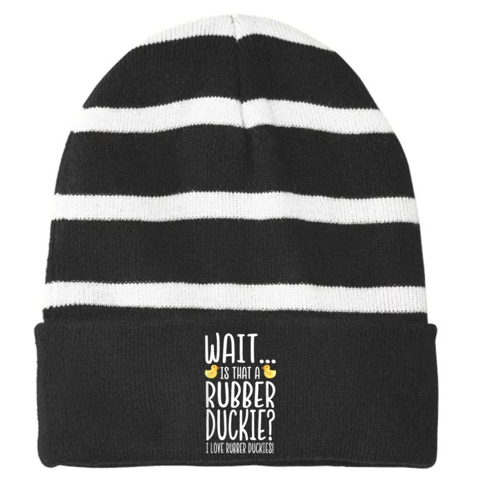 Rubber Duck Lover I Love Rubber Duckies Striped Beanie with Solid Band