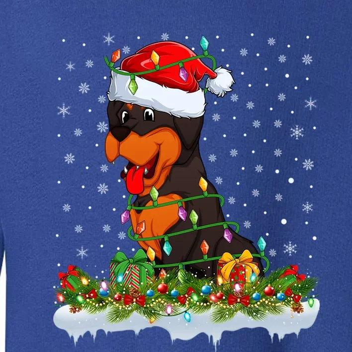 Rottweiler Dog Lover Xmas Lights Santa Rottweiler Christmas Cute Gift Toddler Sweatshirt