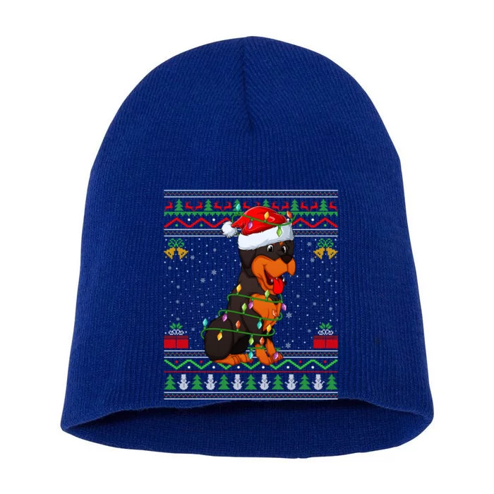 Rottweiler Dog Lover Matching Ugly Rottweiler Christmas Funny Gift Short Acrylic Beanie