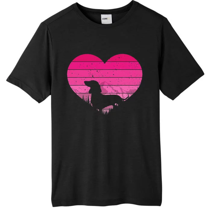 Retro Dachshund Lovers Vintage Heart ChromaSoft Performance T-Shirt