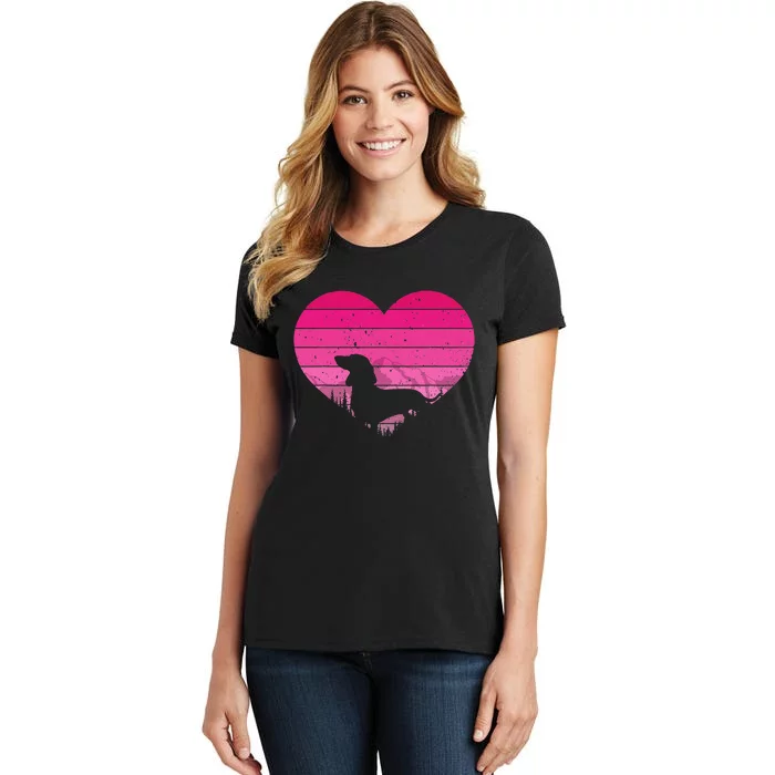 Retro Dachshund Lovers Vintage Heart Women's T-Shirt