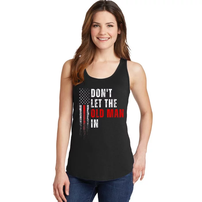 Retro DonT Let The Old Man In Vintage American Flag Funny Ladies Essential Tank