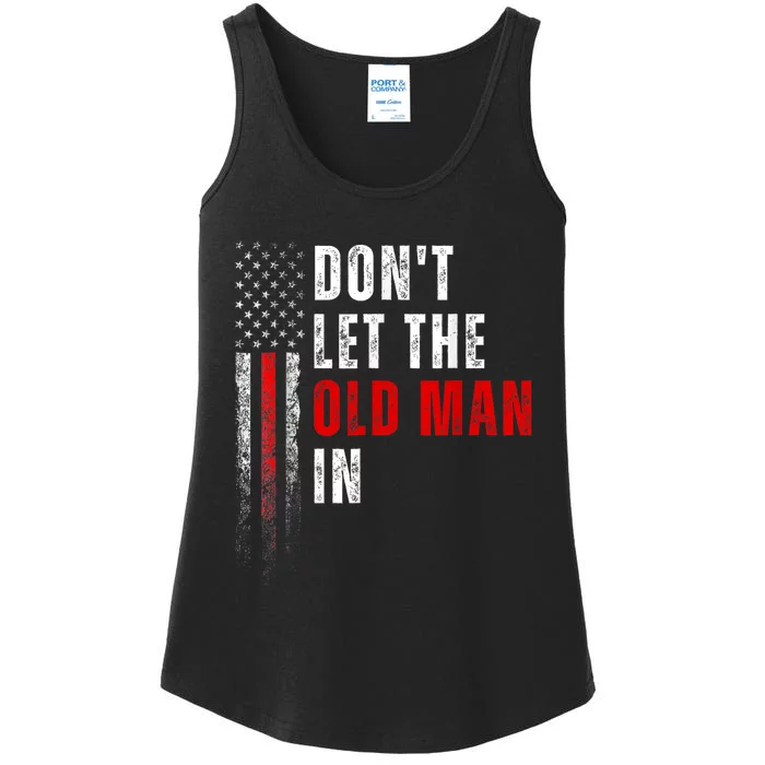 Retro DonT Let The Old Man In Vintage American Flag Funny Ladies Essential Tank