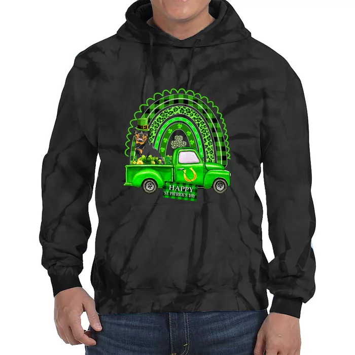 Rottweiler Dog Leprechaun Hat Truck Shamrock St Patricks Tie Dye Hoodie