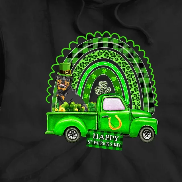 Rottweiler Dog Leprechaun Hat Truck Shamrock St Patricks Tie Dye Hoodie