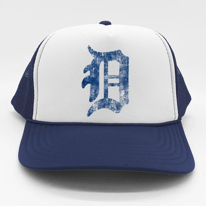 Retro Detroit Letter D Throwback Design Trucker Hat