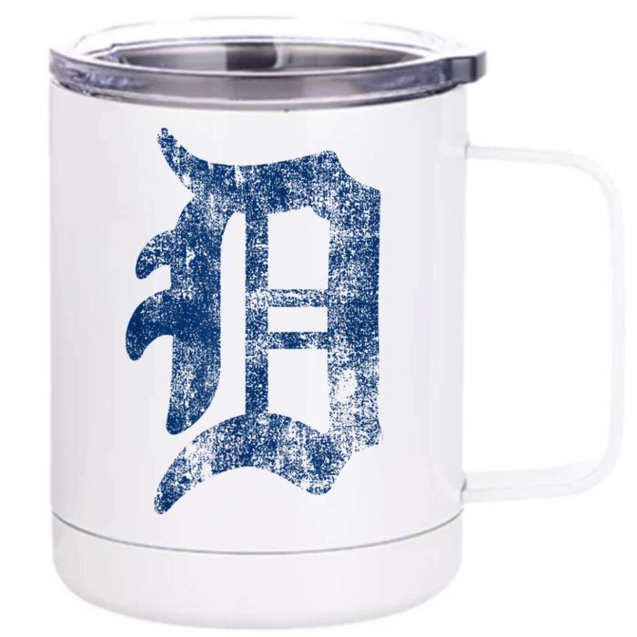 Retro Detroit Letter D Throwback Design Front & Back 12oz Stainless Steel Tumbler Cup